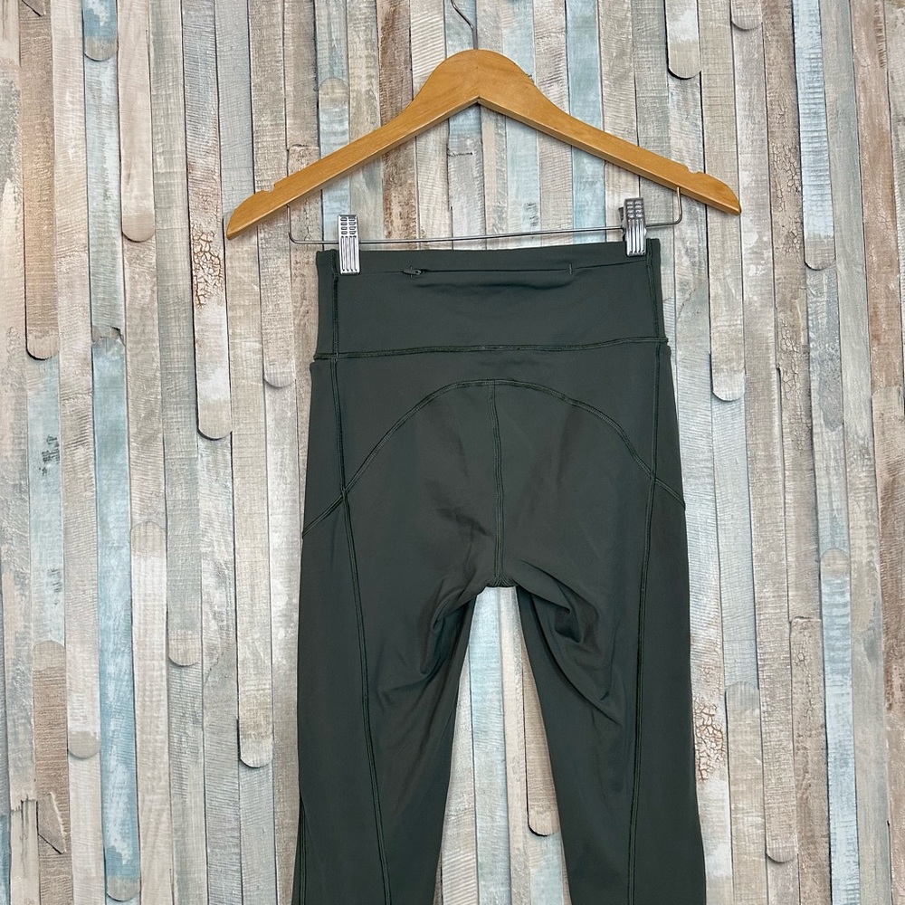 Lululemon 4 Final Lap Crop 23" Evergreen Green Cropped Legging Nulux Run Running - Picture 5 of 9